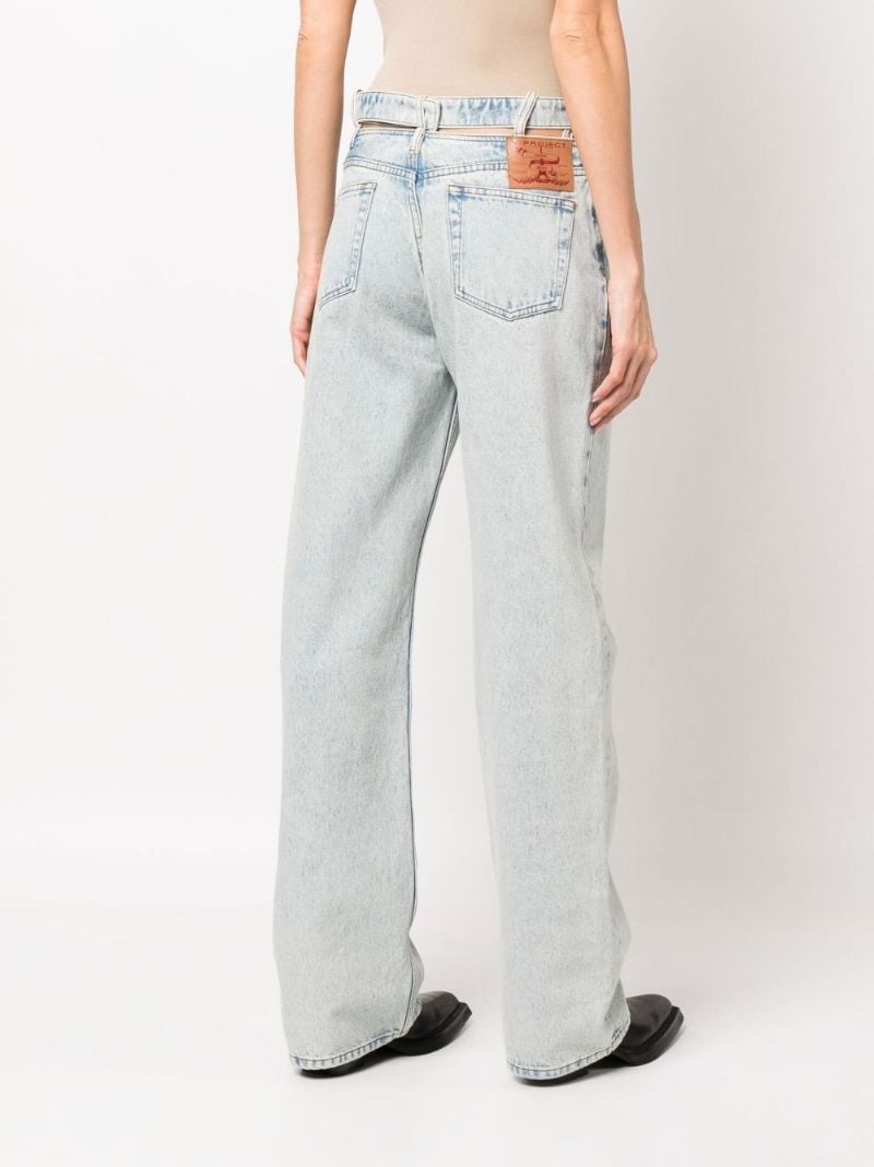 Blue Y Belt Wide Leg Jeans
