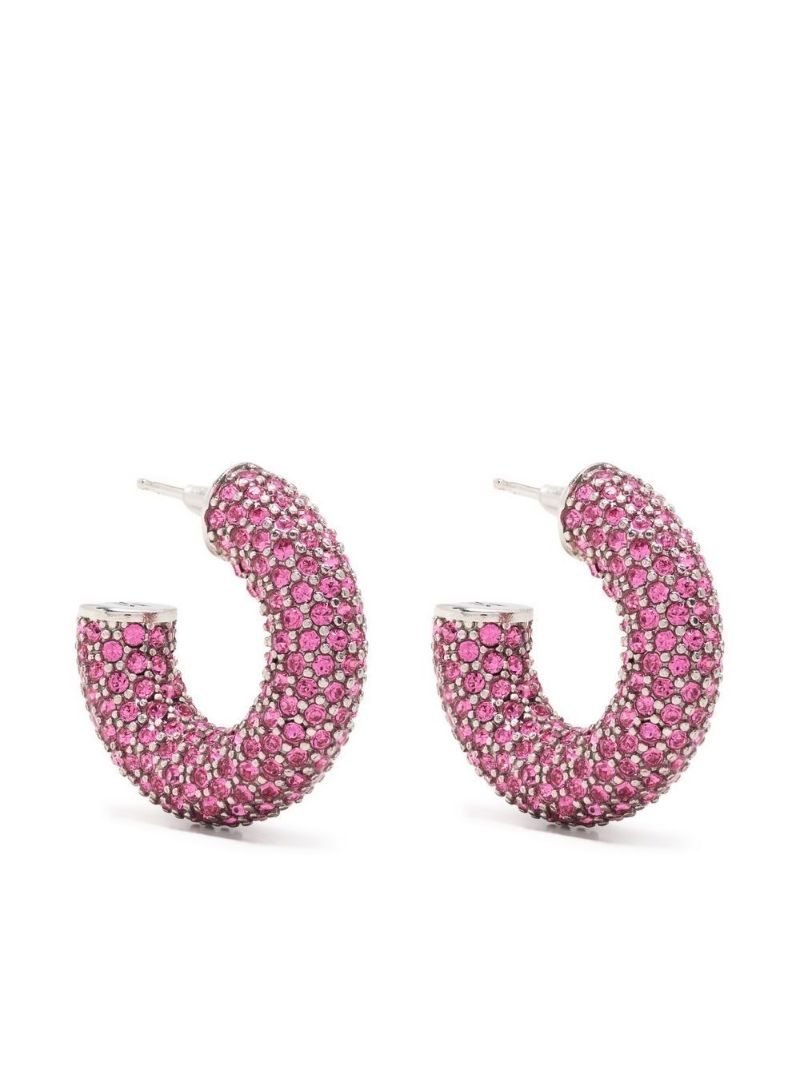 Silver-tone Cameron Mini Crystal Hoop Earrings