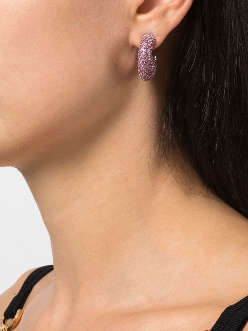 Silver-tone Cameron Mini Crystal Hoop Earrings