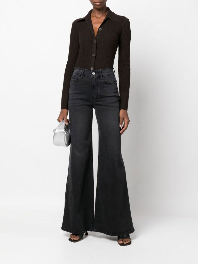 Black Le Palazzo High-rise Flared Jeans