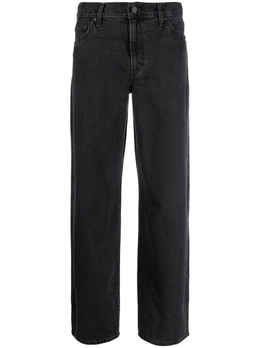 Black Baggy Dad Straight-leg Jeans