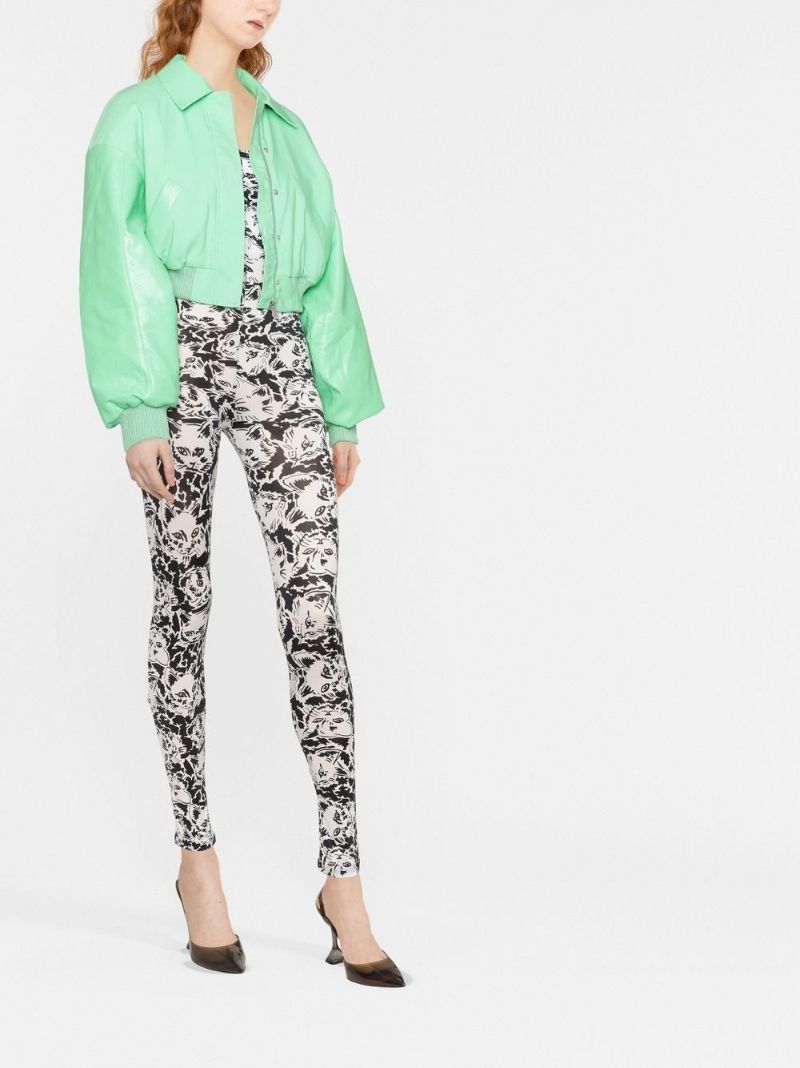Green Britany Logo Embossed Bomber Jacket
