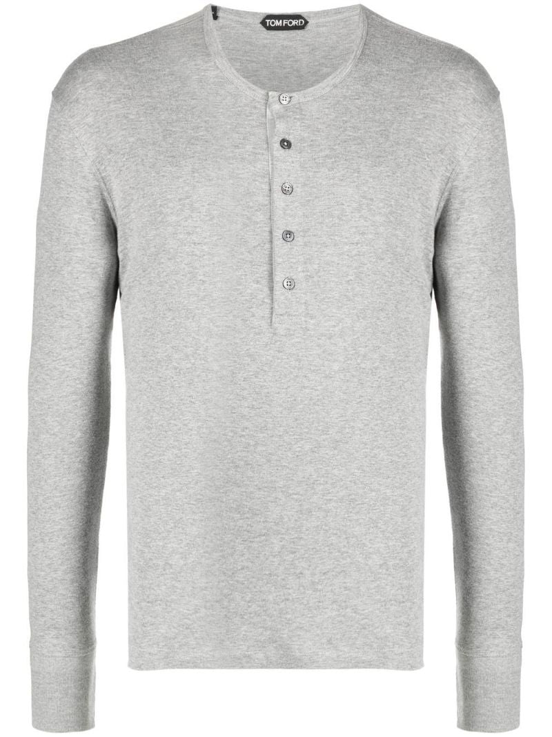Grey Henley Half-button T-shirt