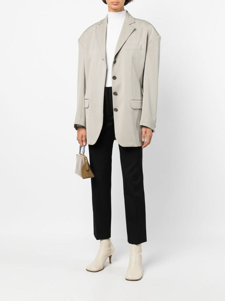 Black Tailored Slim Leg Wool Trousers