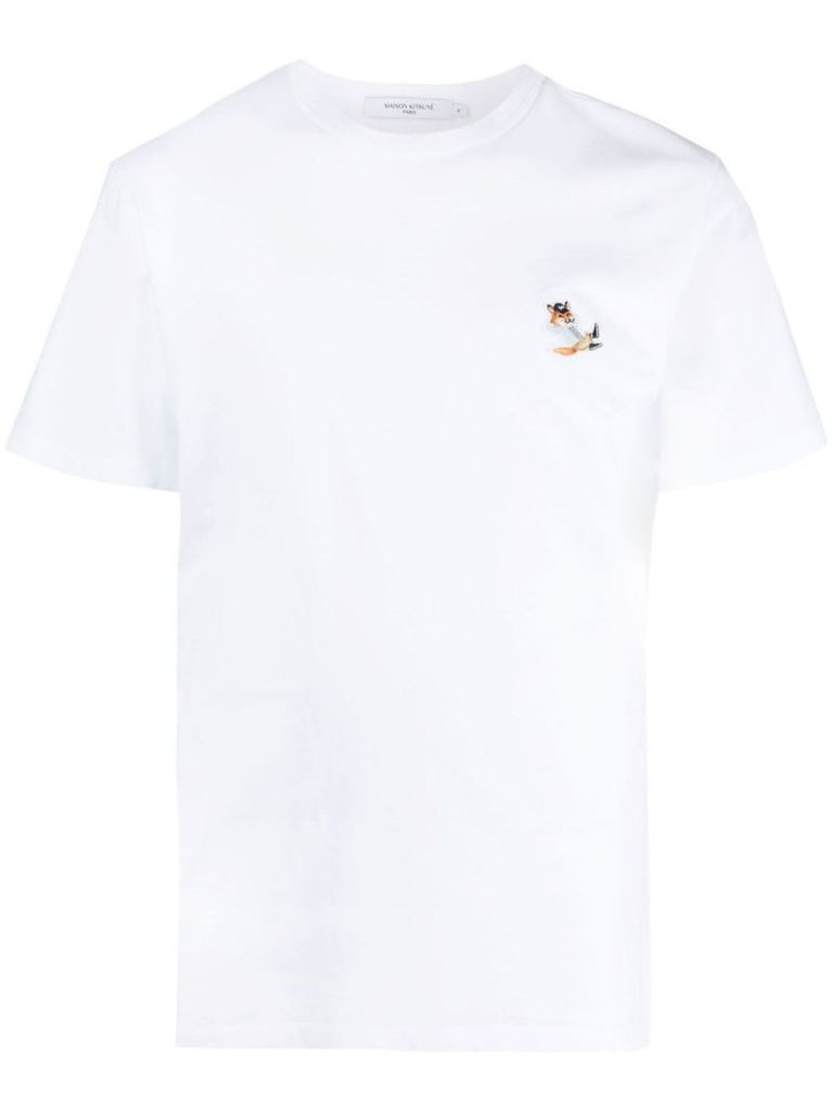 White Dressed Fox Patch Cotton T-shirt