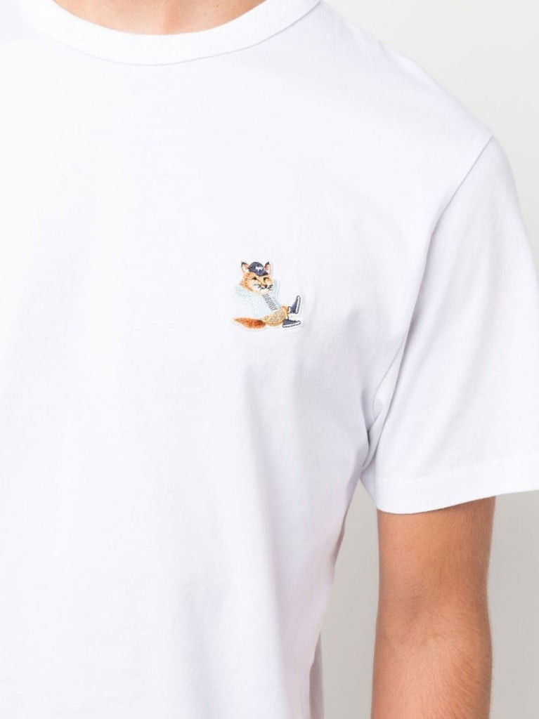 White Dressed Fox Patch Cotton T-shirt
