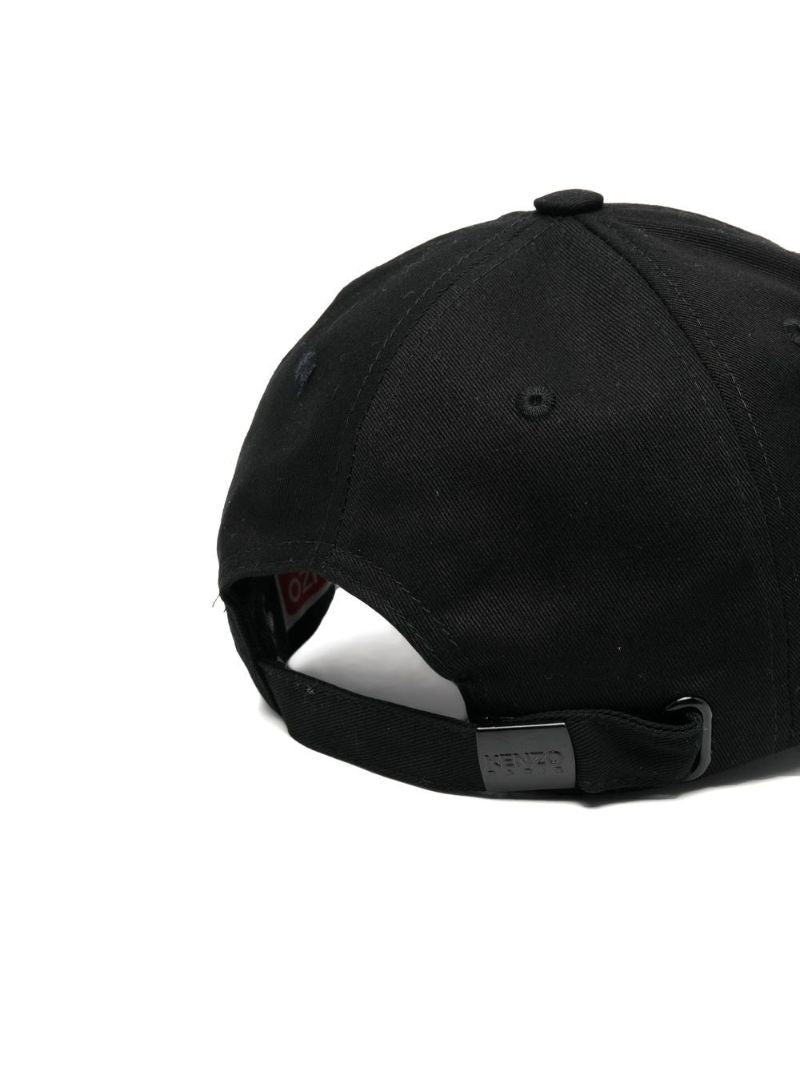 Black Embroidered Logo Cotton Cap