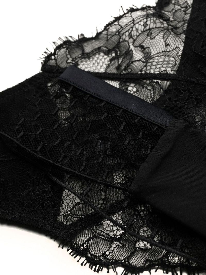 Black Honeycomb Shadows Lace Thong