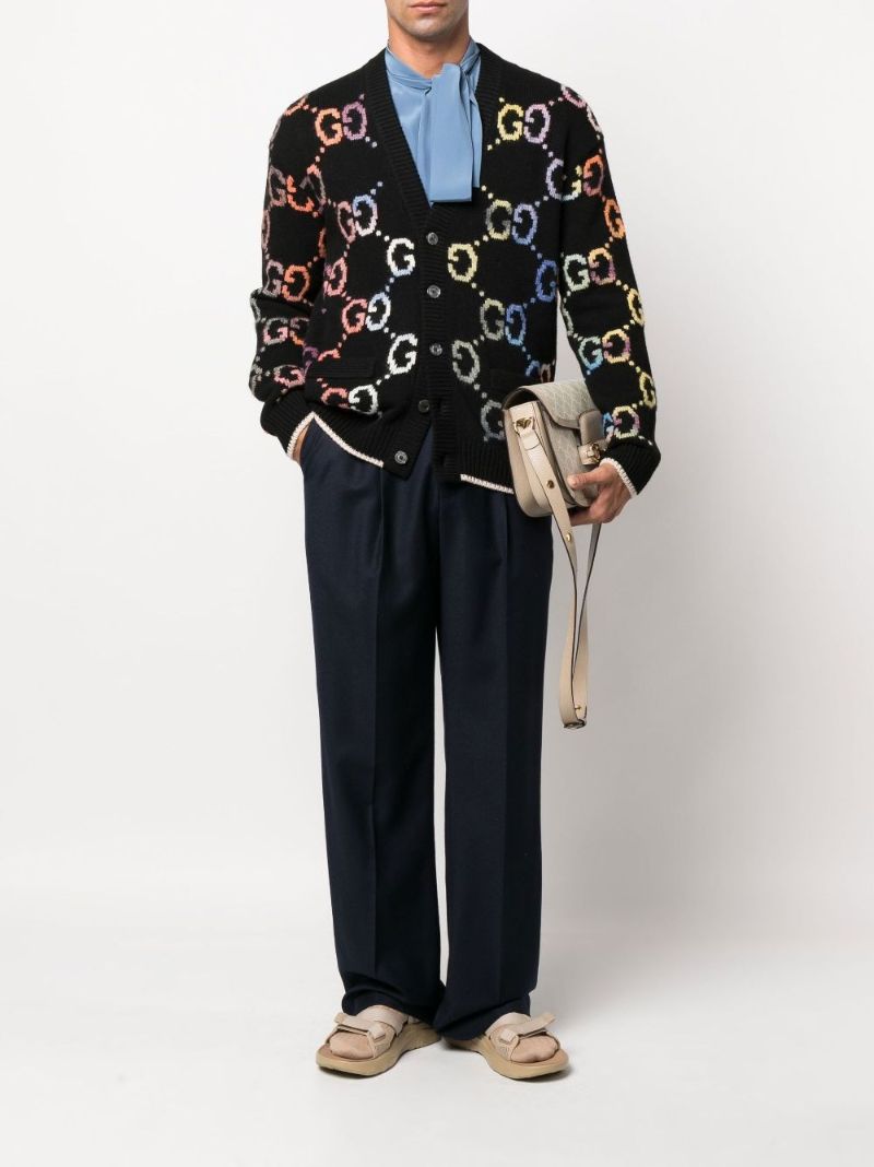 Black Rainbow Gg Monogram Wool Cardigan