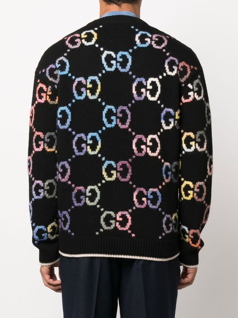 Black Rainbow Gg Monogram Wool Cardigan