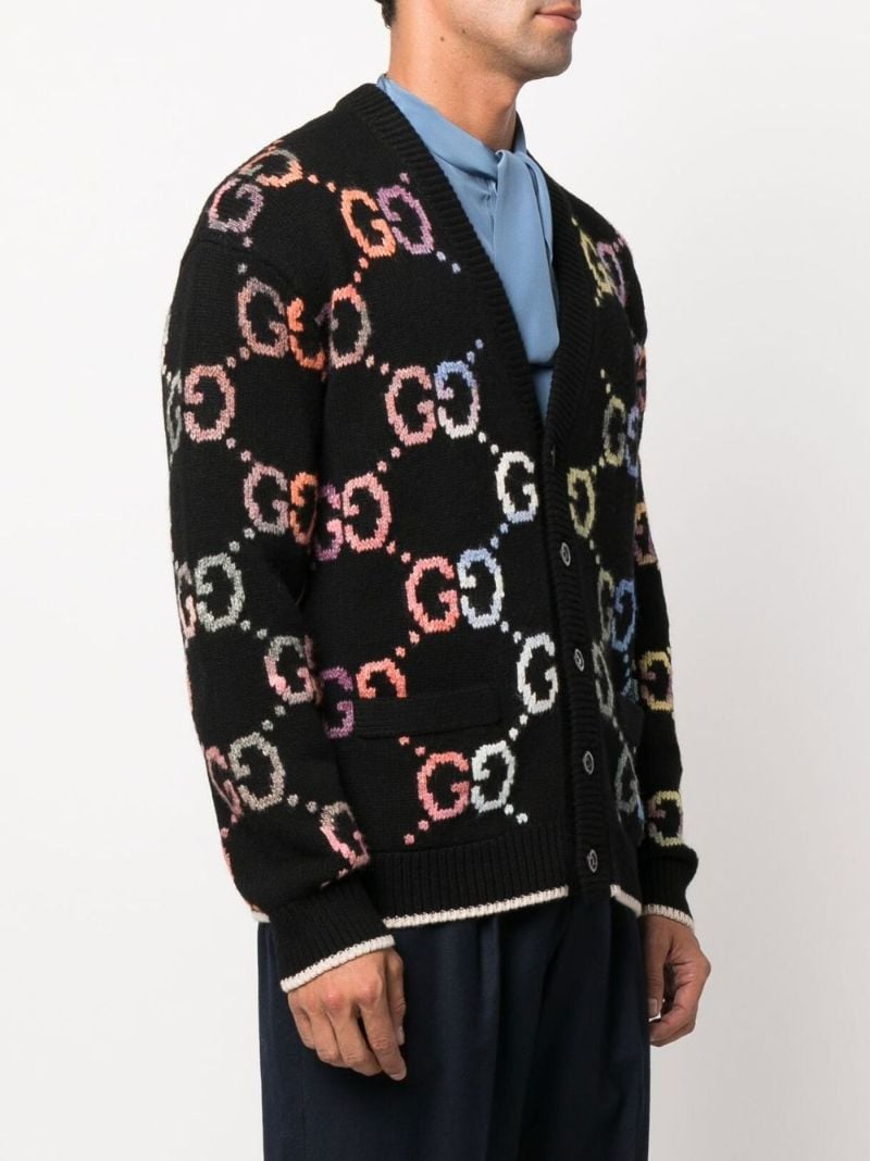 Black Rainbow Gg Monogram Wool Cardigan