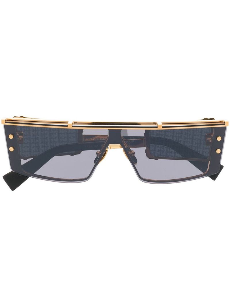 Black Wonder Boy Iii Rectangle-frame Sunglasses