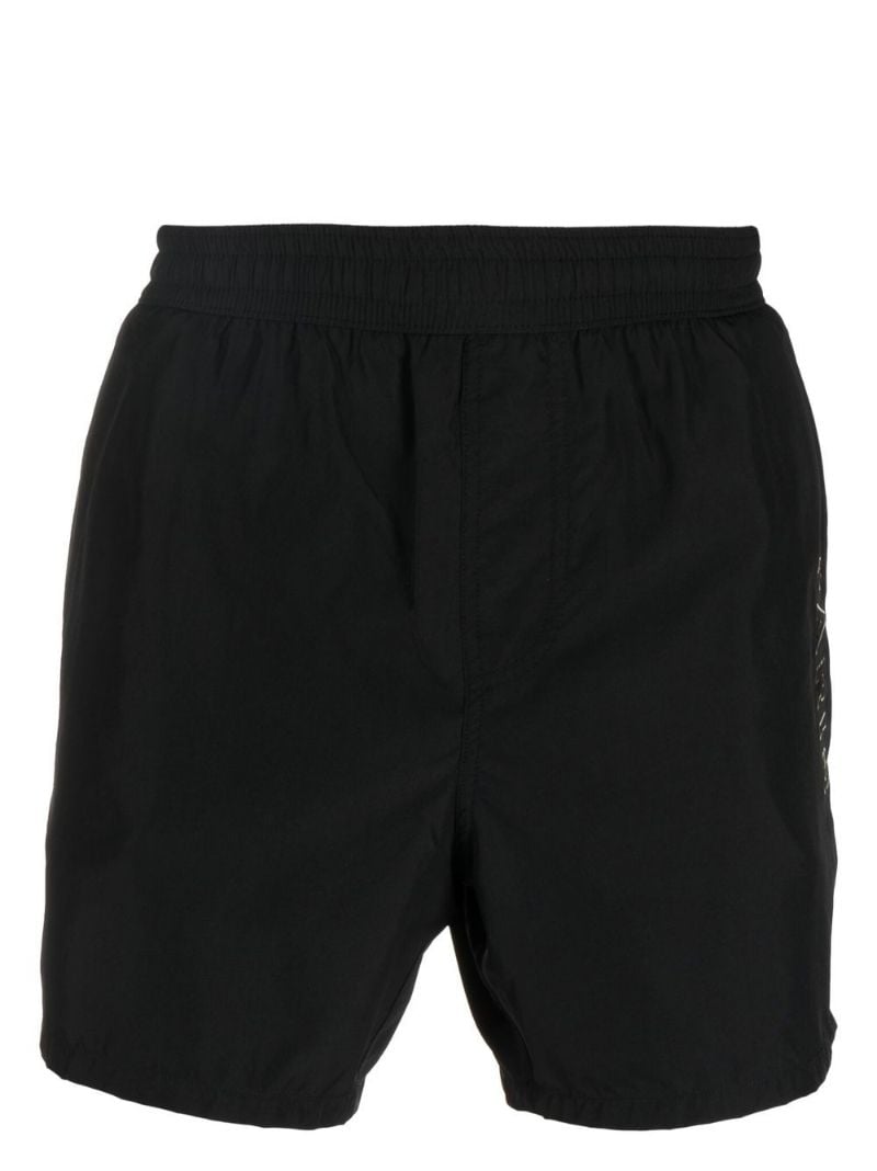Black Logo Print Swim Shorts