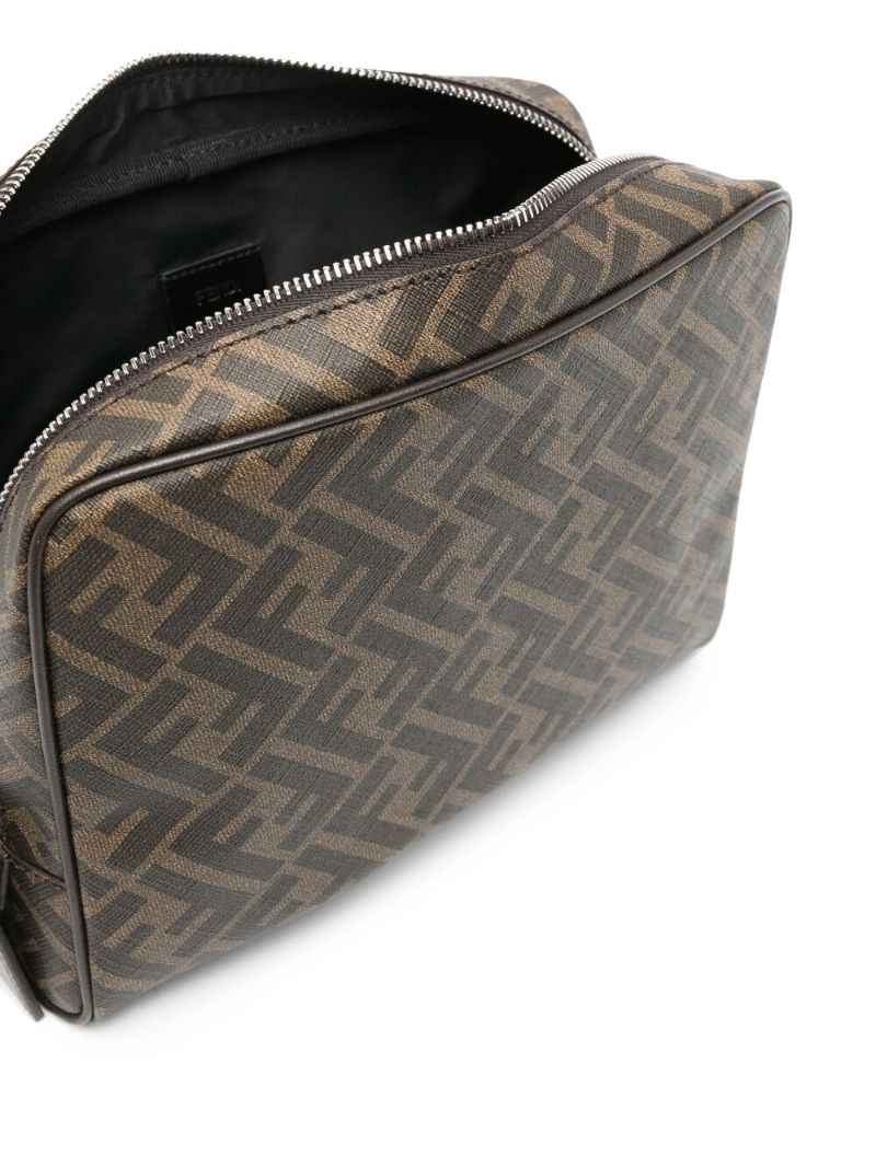 Brown Ff Logo Print Wash Bag