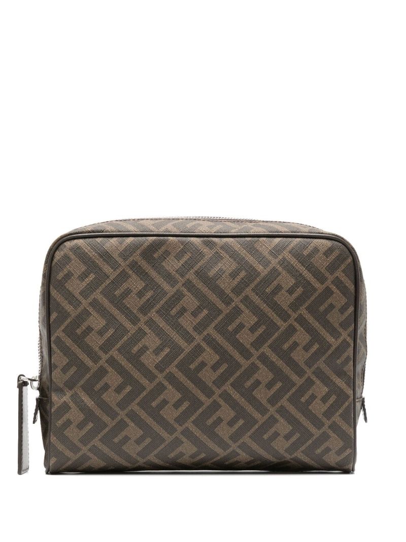 Brown Ff Logo Print Wash Bag