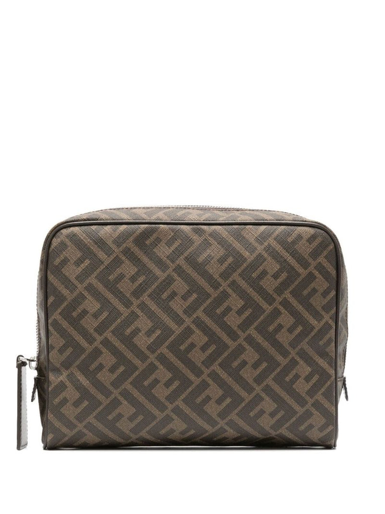Brown Ff Logo Print Wash Bag