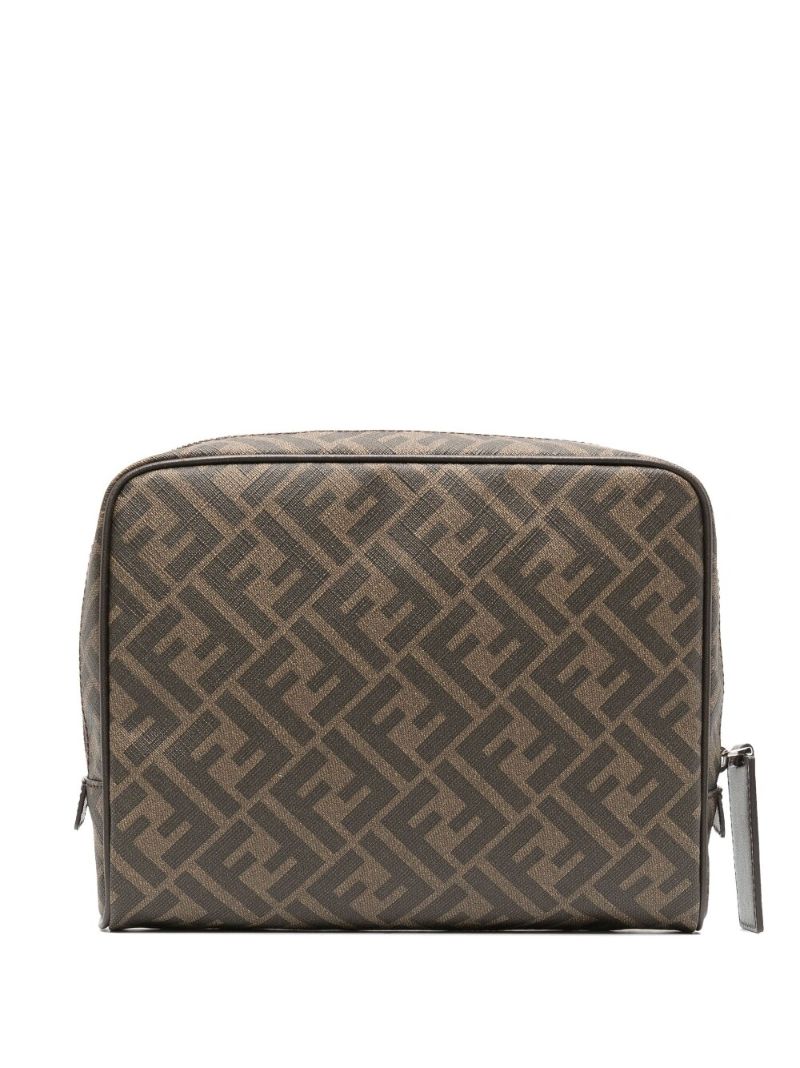 Brown Ff Logo Print Wash Bag