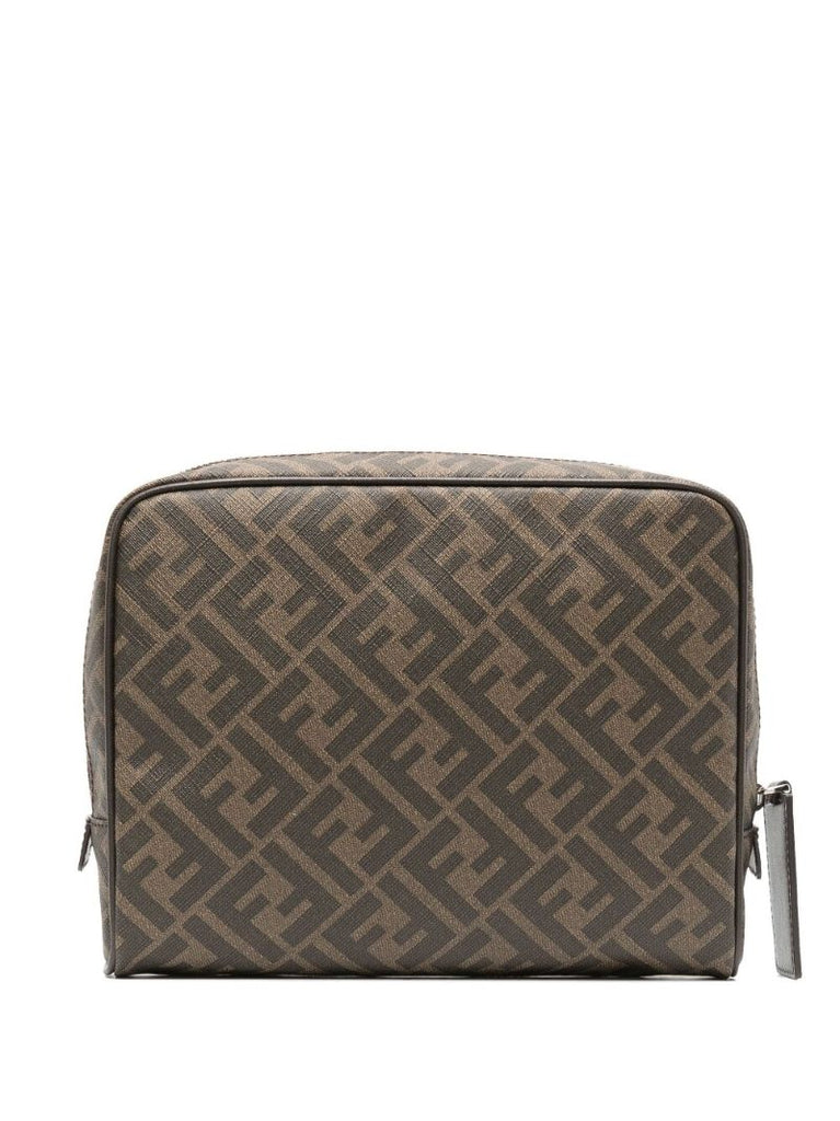 Brown Ff Logo Print Wash Bag