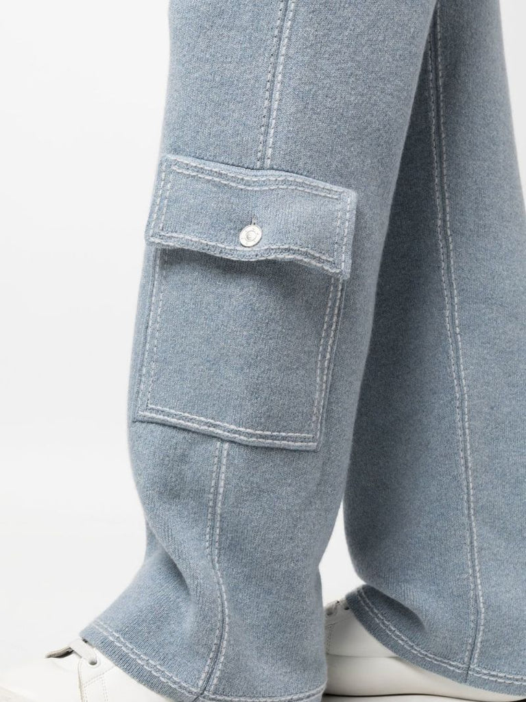 Blue Knitted Cargo Trousers