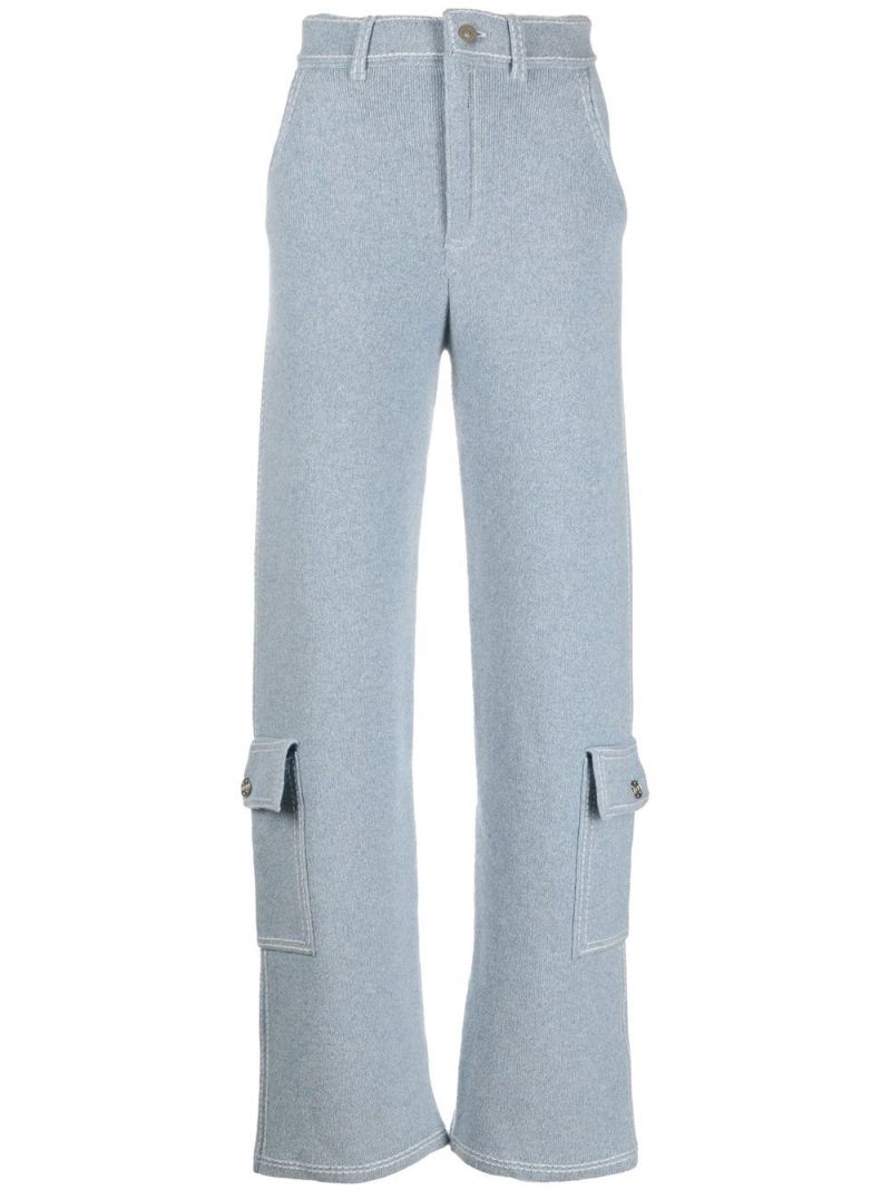 Blue Knitted Cargo Trousers