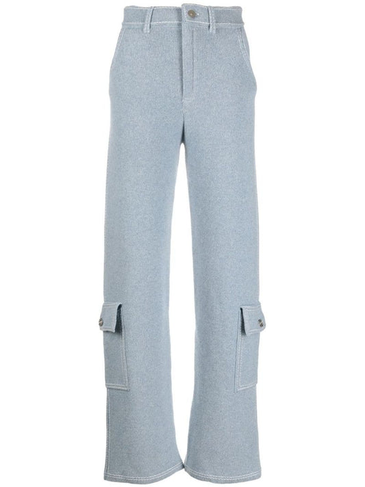Blue Knitted Cargo Trousers