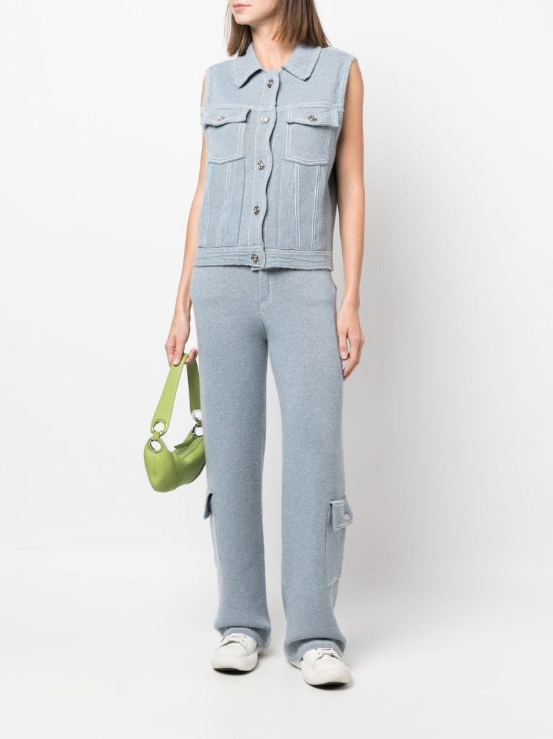 Blue Knitted Cargo Trousers