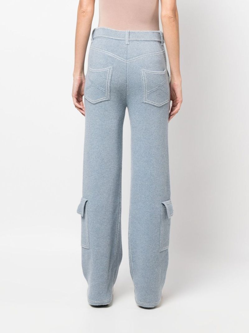 Blue Knitted Cargo Trousers