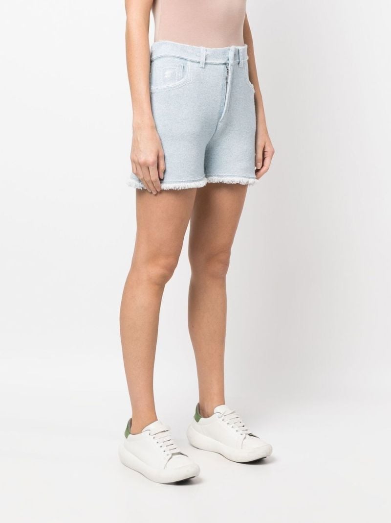Blue Fringed Knitted Shorts