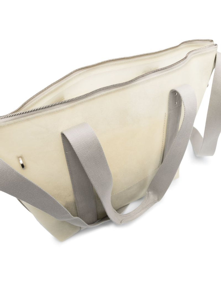 Beige Trolley Leather Tote Bag