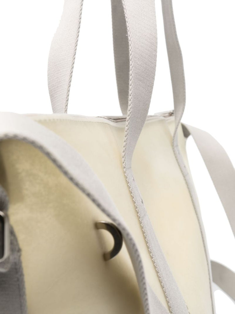 Beige Trolley Leather Tote Bag