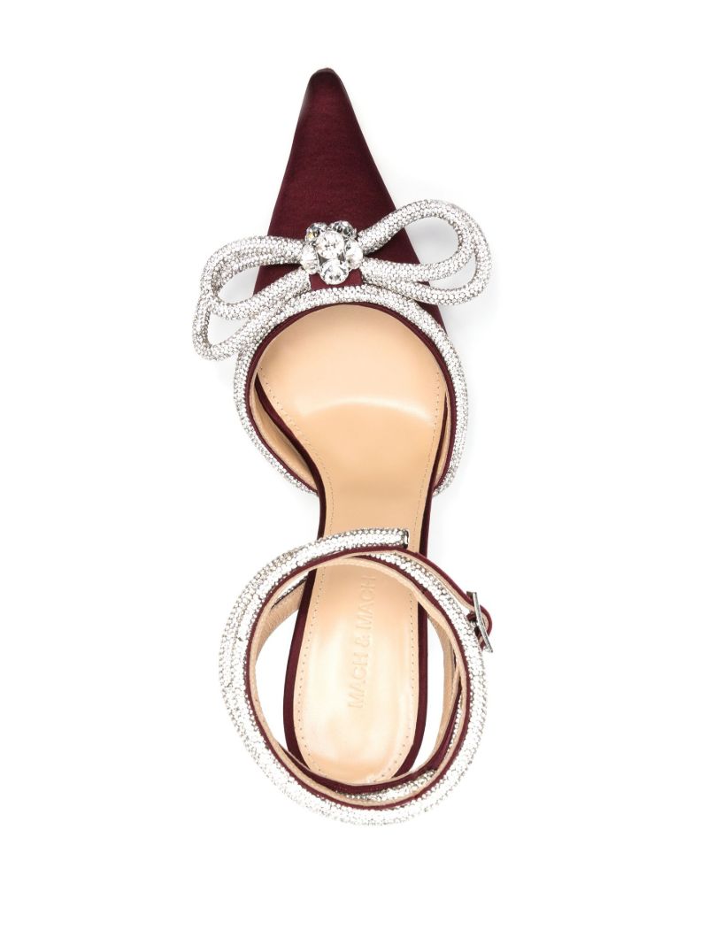 Red Double Bow 110 Crystal Satin Pumps