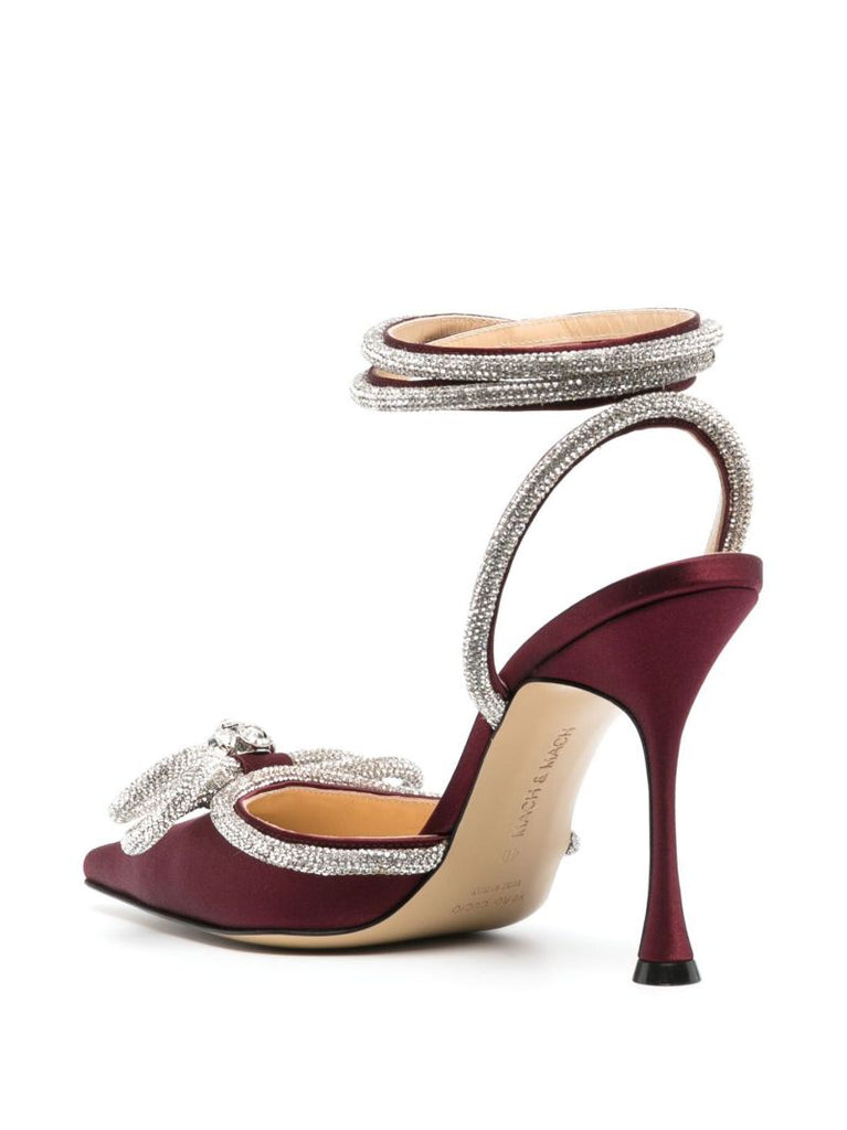 Red Double Bow 110 Crystal Satin Pumps