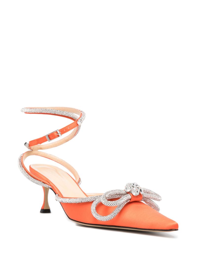 Orange Double Bow 70 Satin Pumps