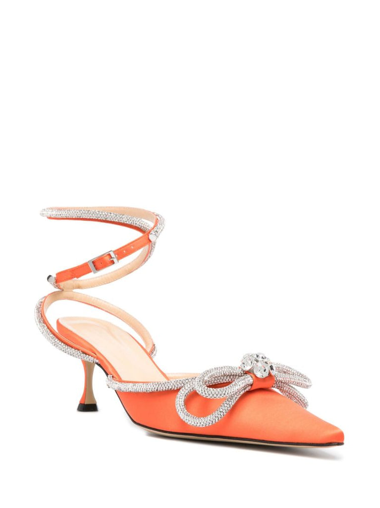 Orange Double Bow 70 Satin Pumps