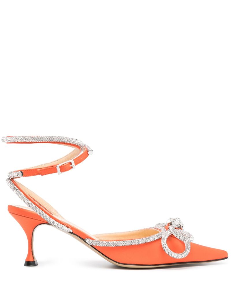 Orange Double Bow 70 Satin Pumps