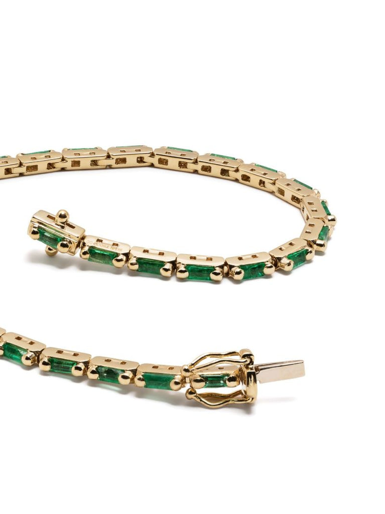 18k Yellow Gold Linear Emerald Tennis Bracelet