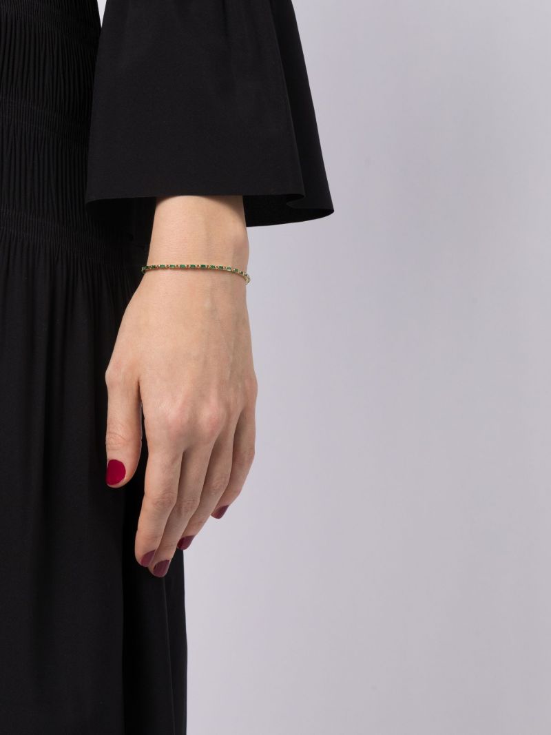 18k Yellow Gold Linear Emerald Tennis Bracelet