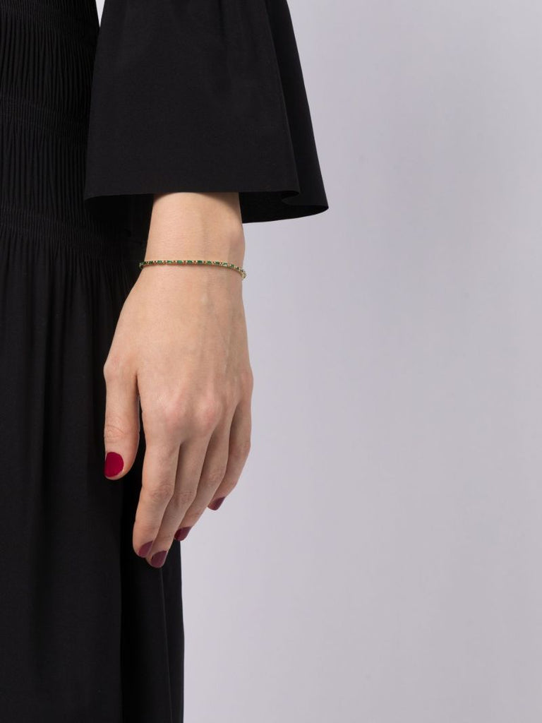 18k Yellow Gold Linear Emerald Tennis Bracelet