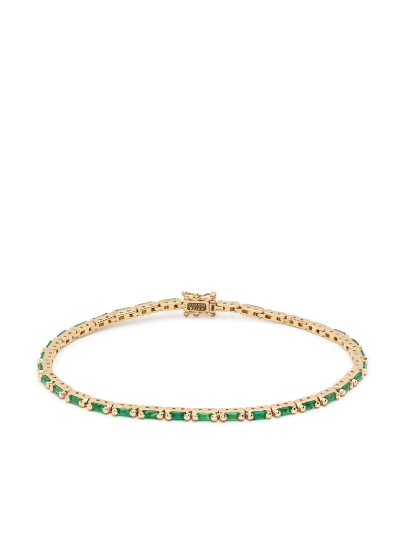 18k Yellow Gold Linear Emerald Tennis Bracelet