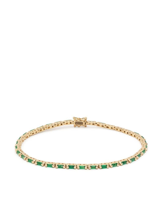 18k Yellow Gold Linear Emerald Tennis Bracelet