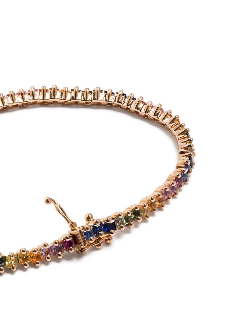 18kt Rose Gold Princess Midi Rainbow Sapphire Tennis Bracelet