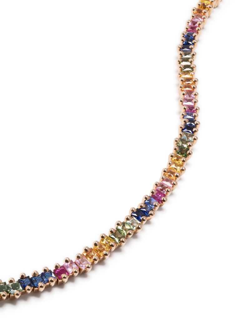 18kt Rose Gold Princess Midi Rainbow Sapphire Tennis Bracelet