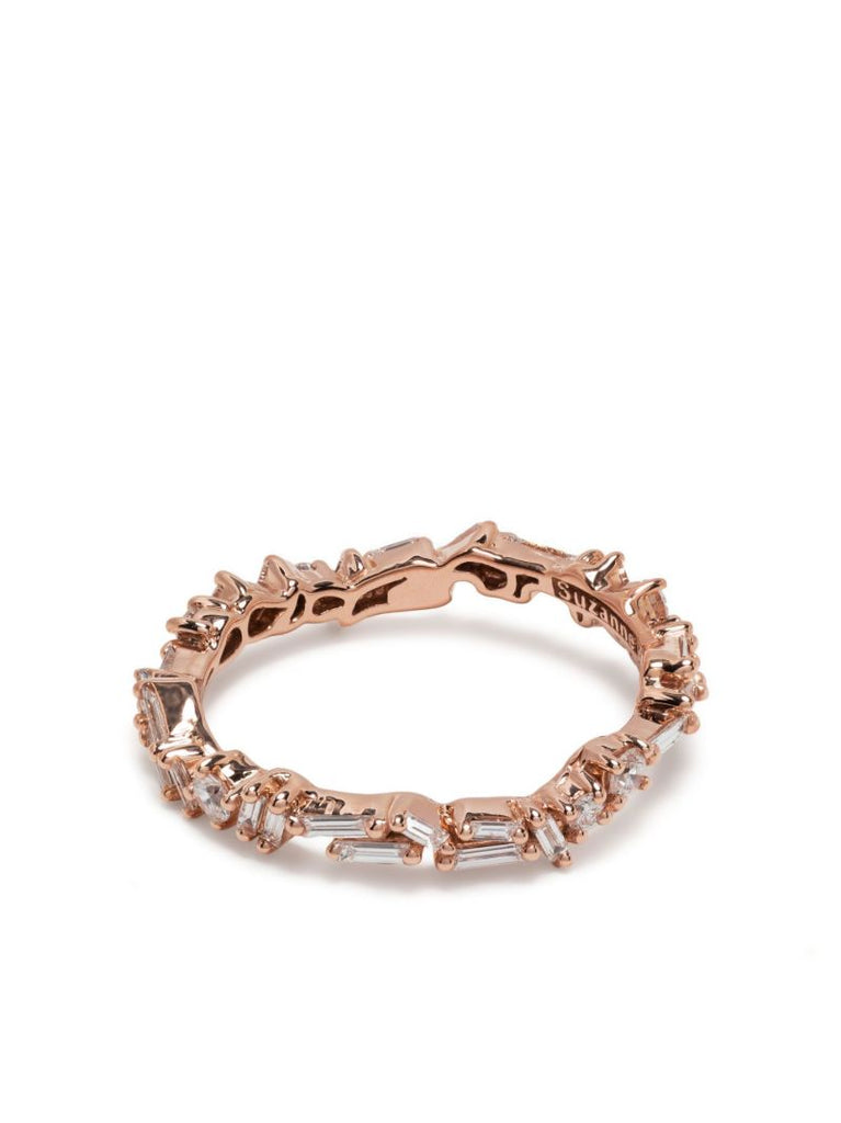 18k Rose Gold Classic Wavy Diamond Ring