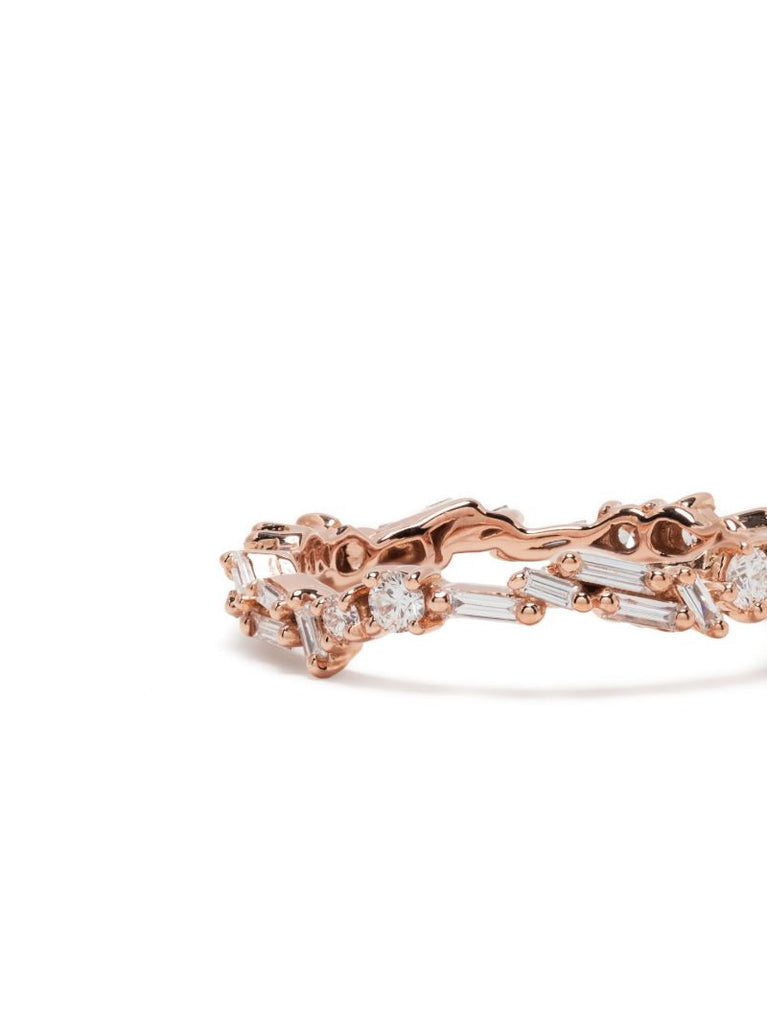 18k Rose Gold Classic Wavy Diamond Ring