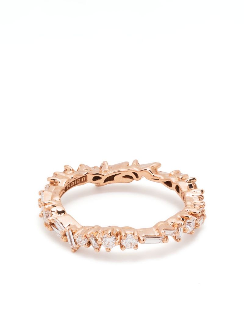 18k Rose Gold Thin Mix Diamond Ring