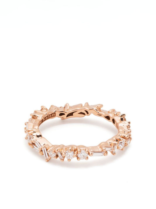 18k Rose Gold Thin Mix Diamond Ring