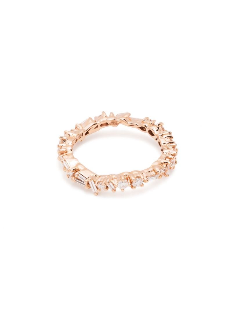18k Rose Gold Thin Mix Diamond Ring