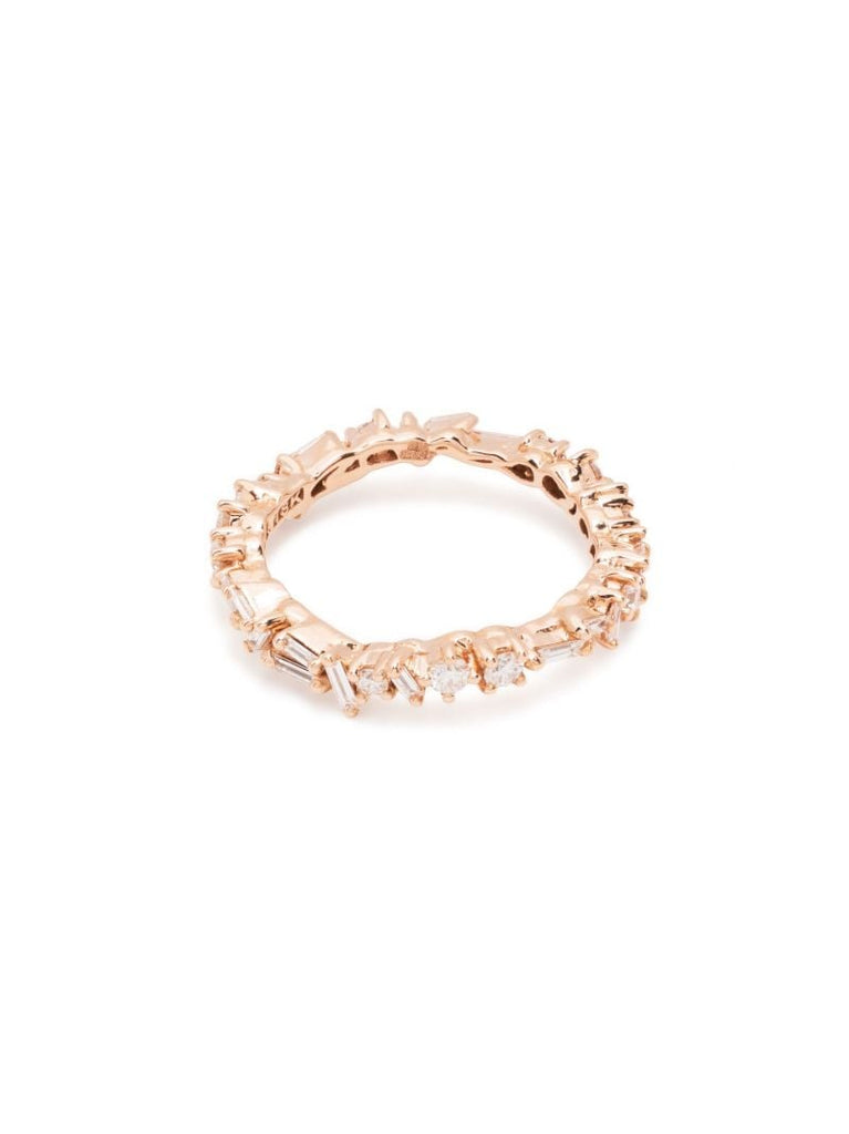 18k Rose Gold Thin Mix Diamond Ring