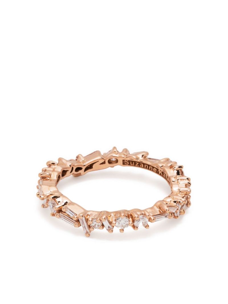 18k Rose Gold Thin Mix Diamond Ring