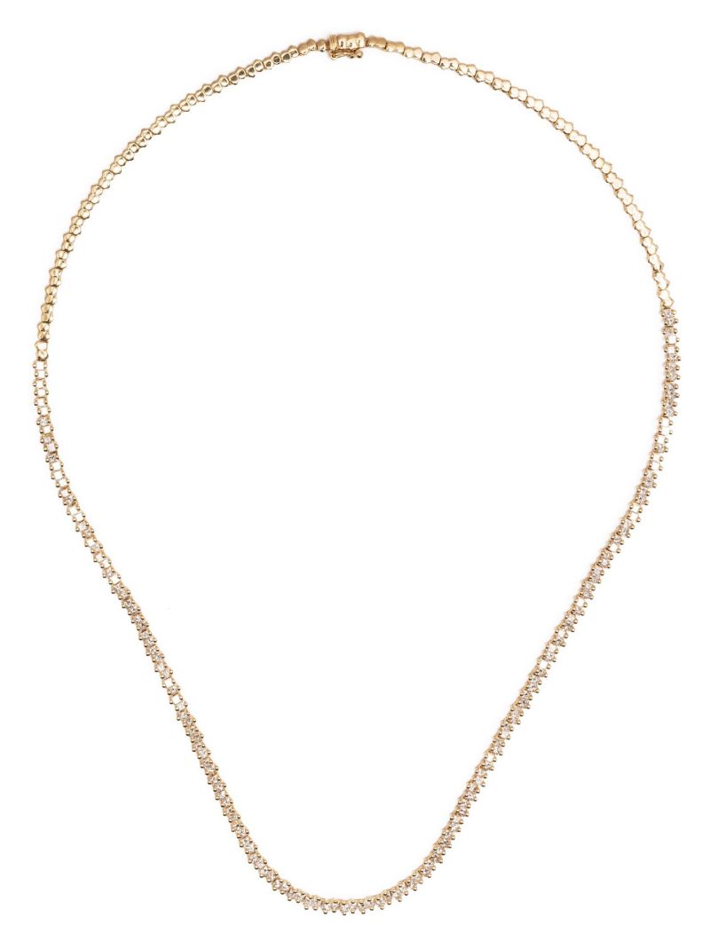 18kt Yellow Gold Princess Diamond Mini Tennis Necklace